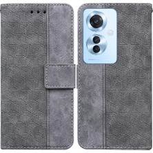 Mays Shop Oppo RENO11 F Premium Pu Deri Kickstand Özelliği Için Kılıf Geometrik Flip (Yurt Dışından)