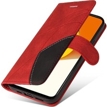 Mays Shop Vıvo Y35/Y22S/Y22 Iki Renkli Dikiş Pu Deri Flip Folio Kılıf (Yurt Dışından)