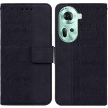 Mays Shop Oppo Oppo 11 5g Için Geometrik Kabartmalı Kickstand Özelliği Flip Folio (Yurt Dışından)