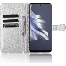 Mays Shop Tecno Spark 20 Pro Deri Cüzdan Kapağı Için Kılıf Geometrik Desen Toka (Yurt Dışından)