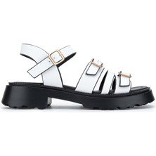 Tamer Tanca Kadın Hakiki Deri Beyaz Topuklu Sandalet 775 3731 Bn Sndlt Y24 Beyaz Dr