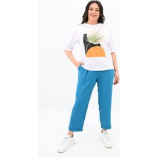 Koza Kadın Büyük Beden Baskı Detaylı T-Shirt Takım 8105-24