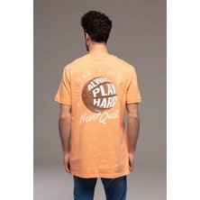 Catch Unisex Baskılı Oversize Tişört Somon Rengi Y-705