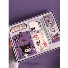 Syn İletişim Kuromi Sanrio Kırtasiye Seti Not Defteri Günlük Ajanda Kalem Sticker Bant Etiket Küp Blok Not Hediye