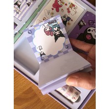 Syn İletişim Kuromi Sanrio Kırtasiye Seti Not Defteri Günlük Ajanda Kalem Sticker Bant Etiket Küp Blok Not Hediye