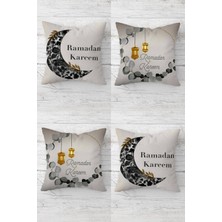 Pelangi Hilal Ramazan Temalı Eid Mübarak Gizli Fermuarlı Kırlent Kılıfı Koltuk Yastık Kılıfı TAKIM(4ADET)