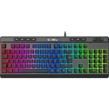 Claw's Crossfire K1 Özelleştirilebilir Rgb & Yazılımlı Full Membran 104+7 Tuşlu Ekstra Multimedya / Rollover Ses Kontrol Mekanizmalı Gaming Klavye