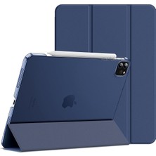 MTK Moveteck Apple Ipad Pro 11" Pro 5. Nesil 2024 Uyumlu Tablet Kılıf Akıllı Smart Uyku Modlu Standlı Şeffaf Kapaklı A2837 A3006