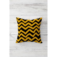 Pelangi Hardal Zigzag Desenli Çift Tarafı Baskılı Gizli Fermuarlı Yastık Kılıfı Kırlent Koltuk Yastık Kılıfı