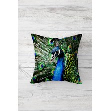 Pelangi Dekoratif Tavus Kuşu Çift Tarafı Baskılı Gizli Fermuarlı Yastık Kılıfı Kırlent Koltuk Yastık Kılıfı