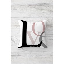 Pelangi Love Yazı Desenli Çift Tarafı Baskılı Gizli Fermuarlı Yastık Kılıfı Kırlent Koltuk Yastık Kılıfı