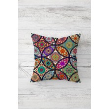 Pelangi Mandala Çift Tarafı Baskılı Gizli Fermuarlı Yastık Kılıfı Kırlent Koltuk Yastık Kılıfı