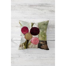 Pelangi Renkli Çiçekler Çift Tarafı Baskılı Gizli Fermuarlı Yastık Kılıfı Kırlent Koltuk Yastık Kılıfı