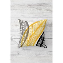 Pelangi I?nce Yaprak Desen Çift Tarafı Baskılı Gizli Fermuarlı Yastık Kılıfı Kırlent Koltuk Yastık Kılıfı