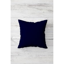 Pelangi Düz Renk Lacivert Çift Tarafı Baskılı Gizli Fermuarlı Yastık Kılıfı Kırlent Koltuk Yastık Kılıfı