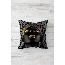 Pelangi Afrikalı Siyahi Kadın Etnik Çift Tarafı Baskılı Gizli Fermuarlı Kırlent Koltuk Yastık Kılıfı