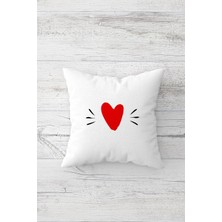 Pelangi Kırmızı Kalpli Çift Tarafı Baskılı Gizli Fermuarlı Yastık Kılıfı Kırlent Koltuk Yastık Kılıfı