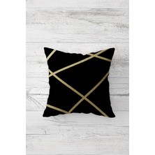 Pelangi Gold Şeritli Çift Tarafı Baskılı Gizli Fermuarlı Yastık Kılıfı Kırlent Koltuk Yastık Kılıfı