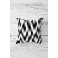 Pelangi Siyah Beyaz Zigzaglı Geometrik Gizli Fermuarlı Yastık Kılıfı Kırlent Koltuk Yastık Kılıfı