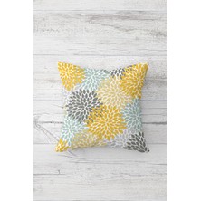 Pelangi Renkli Çiçekli Çift Tarafı Baskılı Gizli Fermuarlı Yastık Kılıfı Kırlent Koltuk Yastık Kılıfı