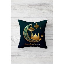 Pelangi Ramadan Kareem Fener Hilal Etnik Çift Tarafı Baskılı Gizli Fermuarlı Kırlent Koltuk Yastık Kılıfı