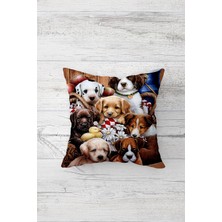Pelangi Sevimli Köpek Yavrusu Çift Tarafı Baskılı Gizli Fermuarlı Yastık Kılıfı Kırlent Koltuk Yastık Kılıfı