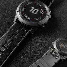 Markacase Garmin Fenix 5x -5xpro Uyumlu Deri Kordon Gri