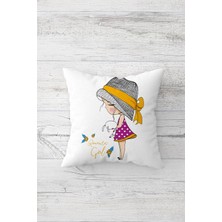 Pelangi Romantic Girl Çift Tarafı Baskılı Gizli Fermuarlı Yastık Kılıfı Kırlent Koltuk Yastık Kılıfı