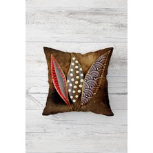 Pelangi Etnik Kızlderili Kuş Tüylü Çift Tarafı Baskılı Gizli Fermuarlı Kırlent Koltuk Yastık Kılıfı