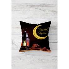 Pelangi Ramadan Kareem Fener Hilal Hurma Çift Tarafı Baskılı Gizli Fermuarlı Kırlent Koltuk Yastık Kılıfı