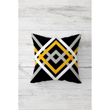 Pelangi Iç Içe Karo Desenli Çift Tarafı Baskılı Gizli Fermuarlı Yastık Kılıfı Kırlent Koltuk Yastık Kılıfı