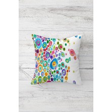 Pelangi Renkli Geometrik Parçalar Çift Tarafı Baskılı Gizli Fermuarlı Yastık Kırlent Koltuk Yastık Kılıfı