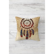 Pelangi Dream Catcher Desenli Çift Tarafı Baskılı Gizli Fermuarlı Yastık Kılıfı Kırlent Koltuk Yastık Kılıfı