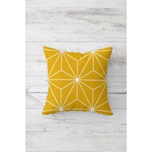 Pelangi Sarı Geometrik Desen Çift Tarafı Baskılı Gizli Fermuarlı Yastık Kılıfı Kırlent Koltuk Yastık Kılıfı