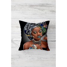 Pelangi Afrikalı Kadın Çift Tarafı Baskılı Gizli Fermuarlı Yastık Kılıfı Kırlent Koltuk Yastık Kılıfı