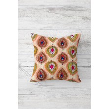 Pelangi Yaprak Detay Etnik Çift Tarafı Baskılı Gizli Fermuarlı Yastık Kılıfı Kırlent Koltuk Yastık Kılıfı