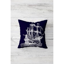 Pelangi Gemi Desenli Çift Tarafı Baskılı Gizli Fermuarlı Yastık Kılıfı Kırlent Koltuk Yastık Kılıfı