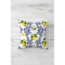 Pelangi Limon Desenli Çift Tarafı Baskılı Gizli Fermuarlı Yastık Kılıfı Kırlent Koltuk Yastık Kılıfı