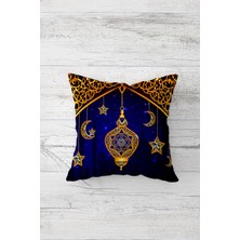 Pelangi Cami Desenli Ramazan Temalı Çift Tarafı Baskılı Gizli Fermuarlı Yastık Kılıfı Kırlent Yastık Kılıfı