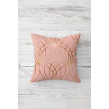 Pelangi Gold Lotus Çiçekli Çift Tarafı Baskılı Gizli Fermuarlı Yastık Kılıfı Kırlent Koltuk Yastık Kılıfı