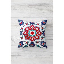 Pelangi Çini Desenli Çift Tarafı Baskılı Gizli Fermuarlı Yastık Kılıfı Kırlent Koltuk Yastık Kılıfı