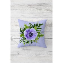 Pelangi Menekşe Desenli Çift Tarafı Baskılı Gizli Fermuarlı Yastık Kılıfı Kırlent Koltuk Yastık Kılıfı