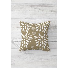 Pelangi Taş Rengi Çiçekli Çift Tarafı Baskılı Gizli Fermuarlı Yastık Kılıfı Kırlent Koltuk Yastık Kılıfı