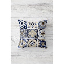 Pelangi Çini Desenli Etnik Çift Tarafı Baskılı Gizli Fermuarlı Yastık Kılıfı Kırlent Koltuk Yastık Kılıfı