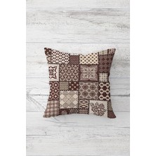 Pelangi Etnik Patchwork Desen Çift Tarafı Baskılı Gizli Fermuarlı Yastık Kılıfı Kırlent Koltuk Yastık Kılıfı