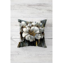 Pelangi Suluboya Çiçek Demeti Çift Tarafı Baskılı Gizli Fermuarlı Yastık Kılıfı Kırlent Koltuk Yastık Kılıfı