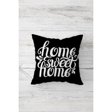 Pelangi Home Sweet Home Yazılı Çift Tarafı Baskı Gizli Fermuarlı Yastık Kılıfı Kırlent Koltuk Yastık Kılıfı