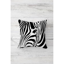 Pelangi Zebra Desenli Çift Tarafı Baskılı Gizli Fermuarlı Yastık Kılıfı Kırlent Koltuk Yastık Kılıfı