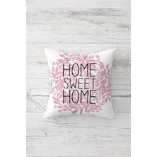 Pelangi Pembe Home Sweet Home Çift Tarafı Baskılı Gizli Fermuarlı Yastık Kılıfı Kırlent Koltuk Yastık Kılıfı