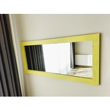 Dfn Wood Masif Ahşap Dikdörtgen Sarı Dekoratif Duvar Salon Ofis Aynası 160X60 cm